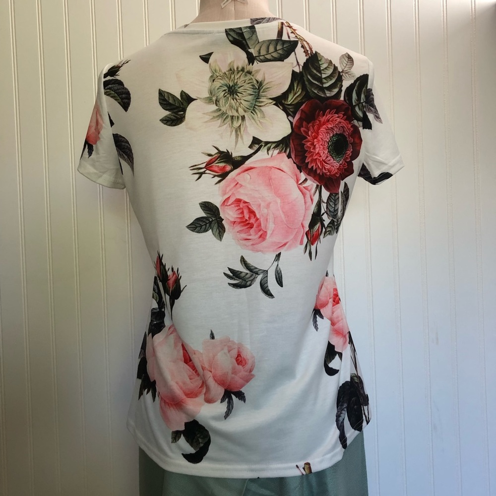 SHEIN Dressy Floral Tee Size Medium - Picture 2 of 4
